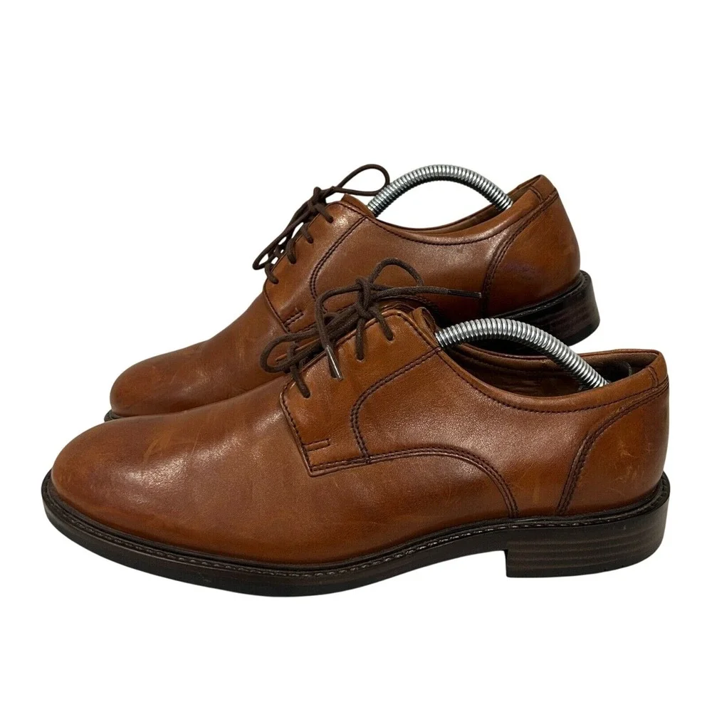 JJohnston & Murphy Dress Shoes Mens 9 Tabor‎ Plain Toe Tan Calfskin Leather
